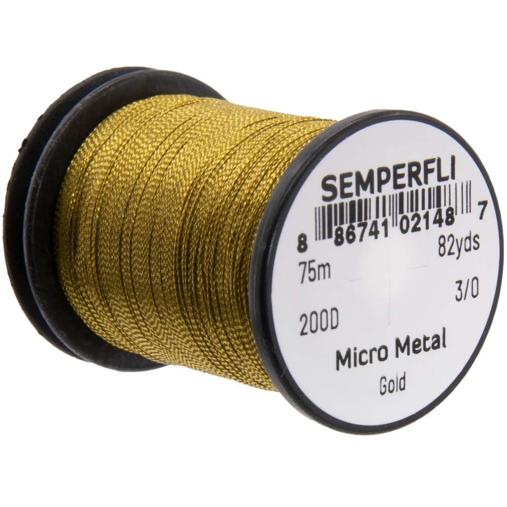 Semperfli Micro Metal Hybrid Thread, Tinsel & Wire Gold Fly Tying Materials (Product Length 82 Yds / 75m)